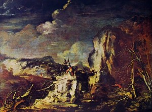 Paesaggio con soldati e cacciatori, cm. 142 x 193, Louvre, Parig
